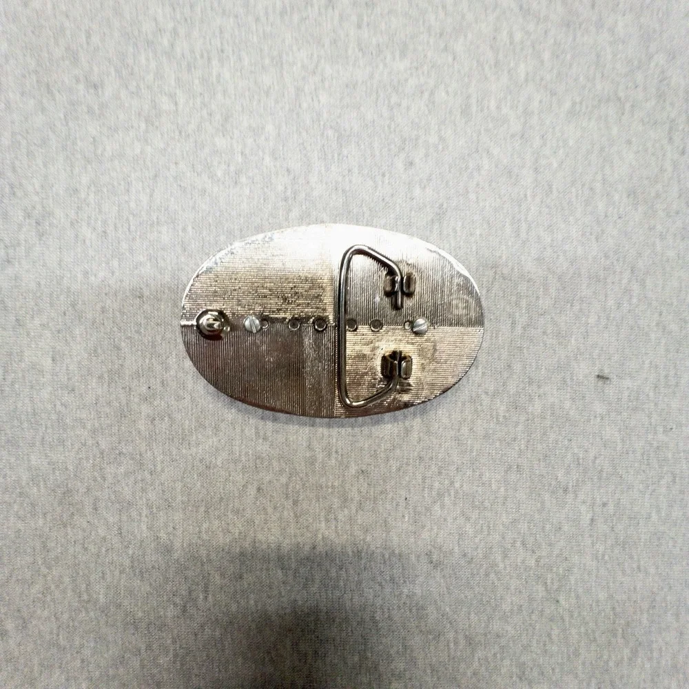 Silver Western Belt Buckle Stone‎ Coin Holder Rodeo Southwestern